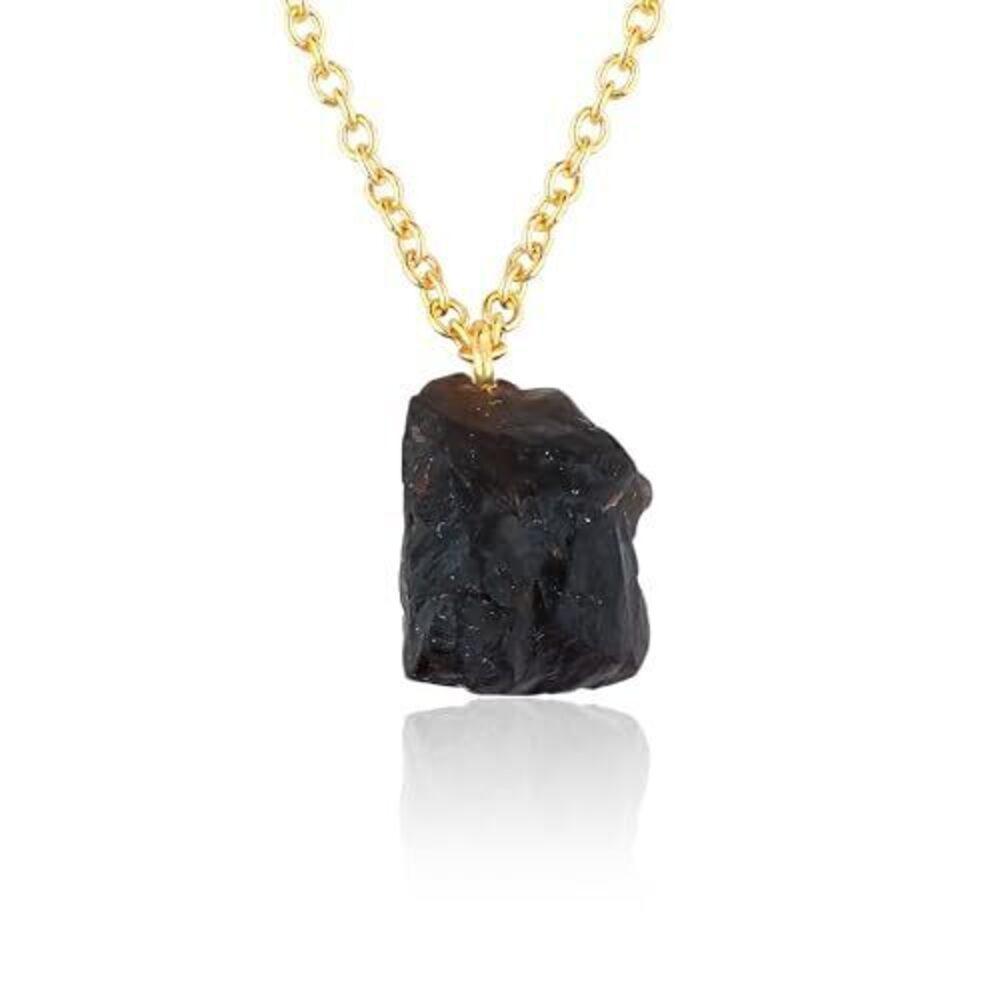 7599 Raw Smoky Quartz Gemstone Necklace – Natural Crystal Pendant on 18K